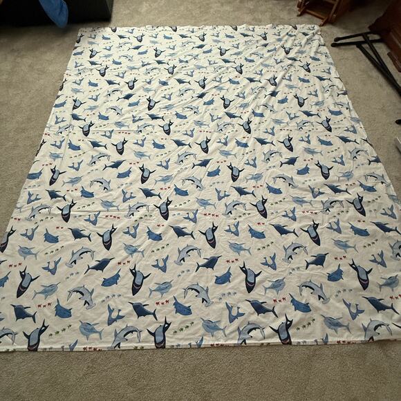 Pottery Barn Kids queen sized shark flat sheet - 100% cotton - fish - ocean - Picture 2 of 7